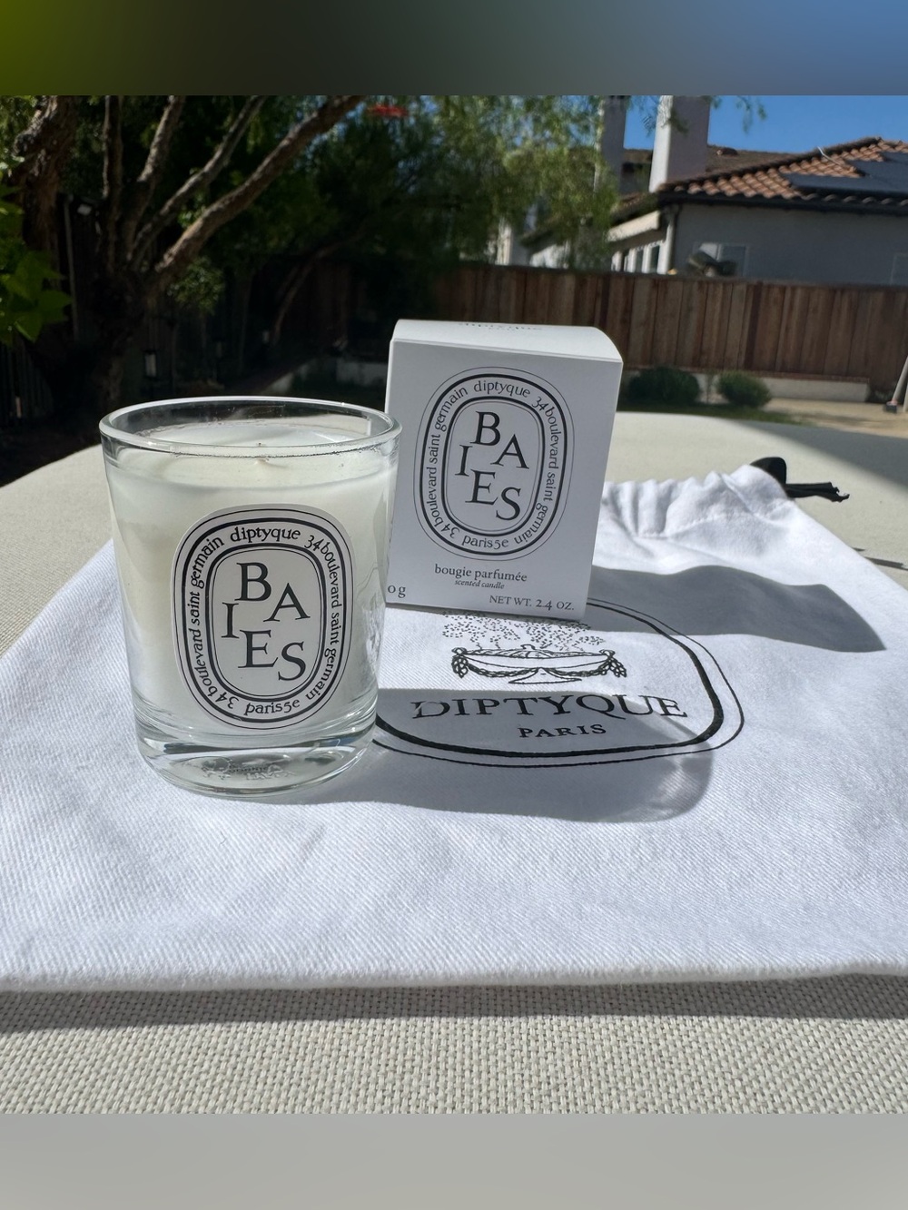 NWT Diptyque Baies 2.4oz / 70g Candle Gift Pouch